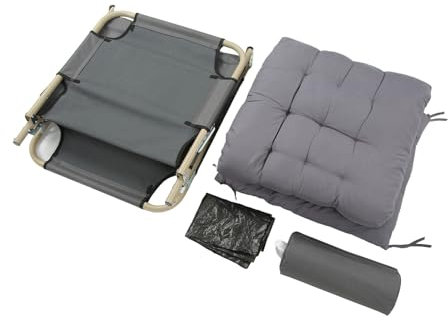 Lounge-Sessel, Chaiselongue, Eisen-Einzelbett-Liegestuhl, Klappbare Liegeliege, Camping-Liege, Klappbett, Outdoor-Lounge-Stühle mit Kissen für Strand-Pool-Camping (56 Rundes
