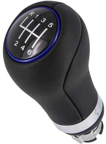 Recambo Schaltknauf 6 Gang passend für Audi A4 B7 B8, 2004-2015, Plug & Play, Auto Schalthebel, schwarz - blau
