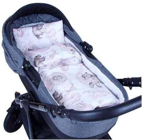 Babylux 2 TLG. Set Bezug für Kinderwagen Stubenwagen oder Wiege Garnitur Bettwäsche Kissen Decke 60 x 78 cm (128. Bär Rosa)