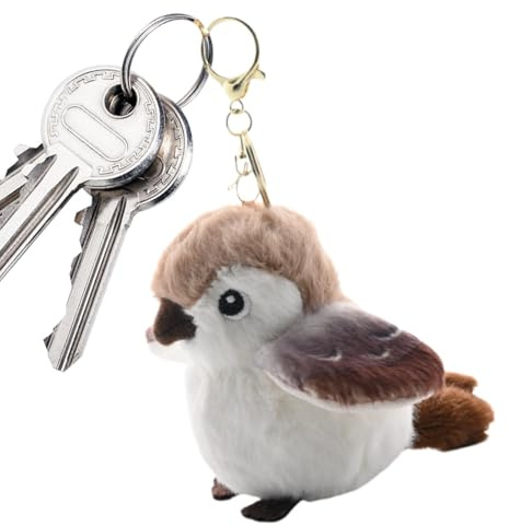 Spatz Plüschtier, Stofftier Schlüsselanhänger - Taschenanhänger, Dekorativer Realistischer Spatz-Anhänger - Weicher Gefülltes Vogelspielzeug Für Tragetaschen, Schultaschen, Rucksäcke, Messenger-Tasche