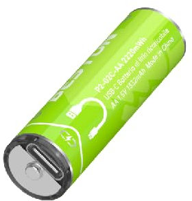 Wiby AA Batterie Ricaricabili 2220mWh 1.5V Agli Ioni di Litio (4 pezzi), USB C AA Ricaricabili 2220mWh Con Cavo di Ricarica 4-in-1 - Ricarica Tramite Tipo C (AAA-2220mWh)