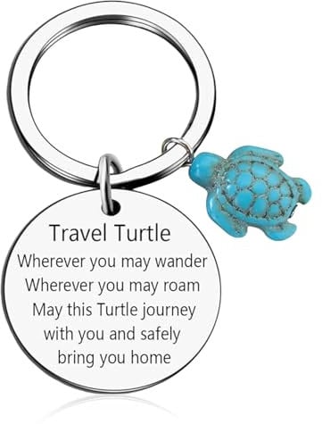 FNSIGHD Travel Turtle Keyring,Lucky Letter Turtle Travel Keyring,Metal Polish Stainless Steel Turtle Keychain,Good Luck Charm Keyrings,for Birthday,Mother's day,Thanksgiving Day,Graduation Gift