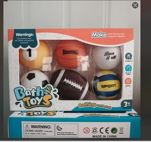 BelleStyle Giochi Bagnetto per Bambini 1 2 3 4 Anni, 6 Pezzi Giochi Vasca da Bagno Bambini, Palla Sportiva illuminata Giocattoli da Bagno, Giochi Acqua Giocattolo Che Nuota per Neonati Ragazzi Ragazze