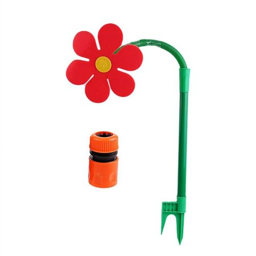 HFSAZJ Crazy Daisy Sprinkler, Garten Wassersprinkler, 360 Grad drehbar, lustiger Tanzender Gänseblümchen-Sprinkler, tanzendes Gänseblümchen-Garten, Wassersprinkler für Garten, Rasen (rot, 1 Set)