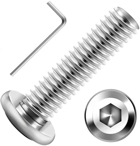 Valorada Lot de 20 vis à tête plate hexagonale M6 x 20 mm, boulons de meubles en acier inoxydable 304, filetage complet avec clé hexagonale