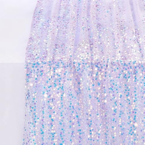 Fsahiuf Glitzernder Pailletten-Tischläufer, Meerjungfrauen Deko, Festliche Tischdekoration,Geeignet für Partydekorationen, Hochzeiten, Geburtstage,30*275cm (Lila)