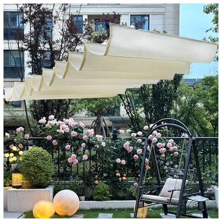 Einziehbares HDPE-Schattensegel, Vordach, wasserdicht, UV-Schutz, Sonnenschutz, Markise für Terrasse, Garten, Pool, 2 m x 10 m, Outdoor-Pavillon-Abdeckung