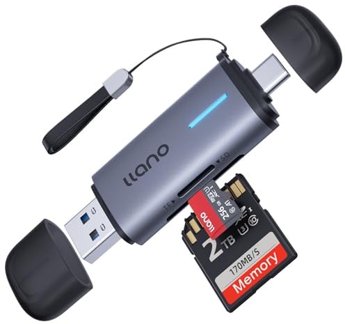 llano SD-Kartenleser für UHS-I, 2-in-1 USB-C Kartenlesegerät (5 Gbit/s) | Plug-and-Play. Portabler Doppelslot SD Card Reader. Kompatibel mit MicroSD/SDHC/SDXC, iPhone 17/16/15,MacBook/iPad/Android/PC