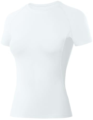 WISMBOX Women's Compression Base Layer Short Sleeve, Quick Dry Gym Top & Running T-Shirt for Yoga, Workout & Sports