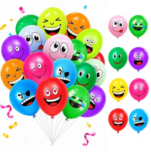 XingRuize 12 Zoll 20/50/100/200 Stück Emotion Serie Latex Luftballons, Luftballon Smiley für Verschiedene Miene Laune, Bunt Party Lustig Luftballons, Laune Luftballon für Geburtstag Party Deko