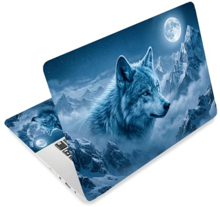 CRAFTYMELODY Laptop Haut Aufkleber Wolf PVC Vinyl Aufkleber Notebook PC Beschützer Wasserdicht Kratzfest Laptop Haut Arktischer Wolf