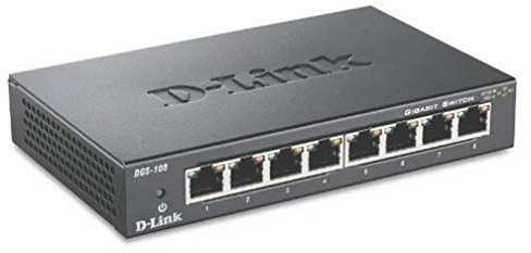 D-Link DGS-108 - network switches (IEEE 802.1p, IEEE 802.3, IEEE 802.3ab, IEEE 802.3az, IEEE 802.3u, IEEE 802.3x, 10/100/1000 Mbps, Black, 162 x 102 x 28 mm, Wired, 0-50 °C)