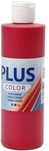 Plus Color Acrylfarbe, Bastelfarbe, beerenrot, 1er Pack (1 x 250 ml)