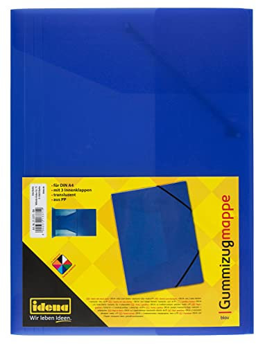 Idena 213371 - Sammelmappe mit Gummizug für DIN A4, aus Polypropylen, transluzent blau, 1 Stück