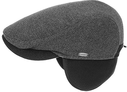Mayser Felix Ohrenwärmer Schirmmütze Schiebermütze Wollmütze (59 cm - grau)