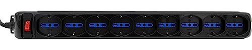 Multipresa Elettrica Salvaspazio BRENNENSTUHL Eco-Line 1155609 - Ciabatta con Interruttore e 9 Prese Universali (IT10/16A - DE 16A) da Scrivania per la Casa o l'Ufficio - Cavo da 1,4 m