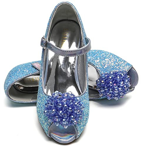 ELSA & ANNA Prinzessin Schuhe Mädchen - Glitzer Schuhe Mit 3 Cm Hohem Absatz - Für Elsa Kleid, Partys, Fasching, Karneval - High Heels Für Kinder (BLU23)