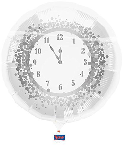 Silvester Uhrdesign Happy New Year Folienballon 45 cm schwarz
