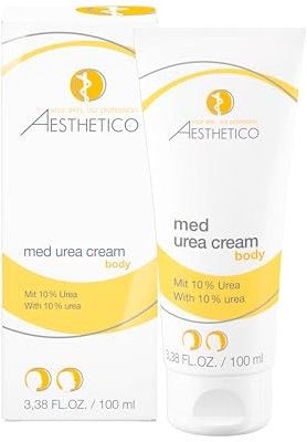 AESTHETICO med urea cream, 100 ml - Feuchtigkeitsspendende Pflegecreme für trockene Hautstellen am Körper, ideal bei Neurodermitis & Schuppenflechte, mit 10% Urea, Hände, Füße, Schienbeine & Ellbogen