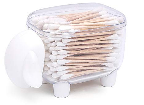 Creative Q-Tip Elephant Cartoon Cute,Wattestäbchen Behälter, Schminktisch Badezimmer Organizer Set,Wattepadspender Make up Organizer für Wattestäbchen, Wattepads,Cotton Swab, weißerSchafToothpick Box
