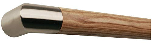 Montagefertiger Esche Handlauf Geländer lackiert Ø 42 mm mit montierten Edelstahl Endstücken ohne Halter Länge: 4900 mm / 490 cm / 4,9 m Enden: Edelstahl Ecke