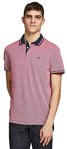 Jack & Jones Men's Jjepaulos Polo Ss Noos Polo Shirt, Rio Red, M