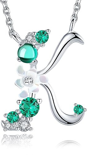 VIKI LYNN Damen Initiale Halskette Buchstabe K Alphabet Anhänger Schmuck 925 Sterling Silber und Zirkonia Anfangsbuchstaben Personalisierte Geschenke für Mädchen Frauen