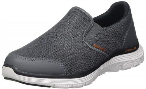 Skechers Men's Flex Advantage 4.0 Tuscan Sneaker, Charcoal Mesh Pu Orange Trim, 9 UK