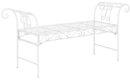 [en.casa] Gartenbank Cossila 70x147x46 cm Metallbank 200 kg Weiß