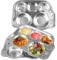 ZEAYEA 3 Pack Stainless Steel Divided Plate, 304 Stainless Divided Platter, 5 Section Car Shape Divided Dinner Tray, Kids Snack Meal Plate for Lunch, Portion Control, Camping, BPA Free