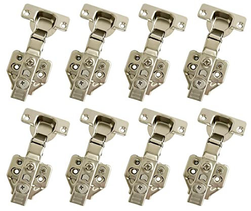 LIKERAINY 105 Degré Demi Recouvrement Charnières 35mm avec Amortissement pour Porte de Placard Cuisine Charniere pour Meuble Armoires en Semi-applique Lot de 8