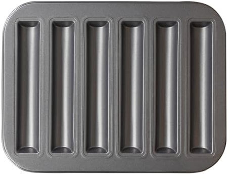 Elesinsoz 6 Cup Financier Cake Baking Pan Breadstick Cornstick Biscotti Ladyfinger Donut Cookie Cornbread Stick Mini Bread Loaf Baguette Nonstick Small Muffin Cupcake Madeleine Tin Tray Mold