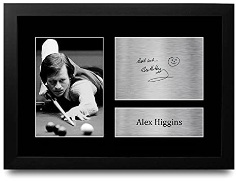 HWC Trading FR A4 Alex Higgins Snooker Geschenke Gedrucktes Signiertes Autogramm Foto für Fans von Snooker Memorabilien - A4 Framed