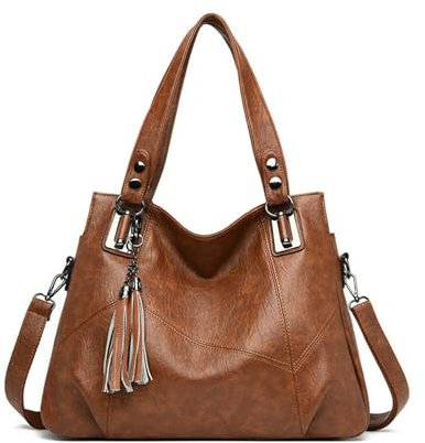 PORRASSO Damen Handtasche Mode Hobo Schultertasche Frauen Umhängetasche Große PU Leder Henkeltasche Reise Arbeit Verabredung Crossbody Bag Gelb