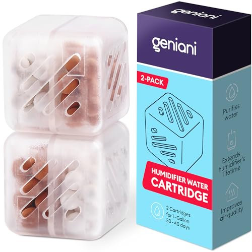 GENIANI Luftbefeuchter Wasserkartusche (2er-Pack) Tankreiniger, Demineralisierungs-Reinigungspatronen – Wasserersatz-Tabletten