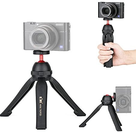 KIWIFOTOS Mini Desktop Tripod with 360° Rotary Tilt Ball Head Selfie Stick Handle Grip for Vlog Mirrorless & Compact Camera, Entry-Level DSLRs, LED Lamps, Mini Projectors with a 1/4-20 Mounting Screw