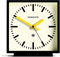 NEWGATE® Amp Schreibtisch Uhr | Quadratische Bahnhofsuhr Design | Schwarzes Gehäuse mit gelben Zeigern | Moderner Stil für Schreibtisch, Tischplatte, Kaminsims, Regal oder Nachttisch