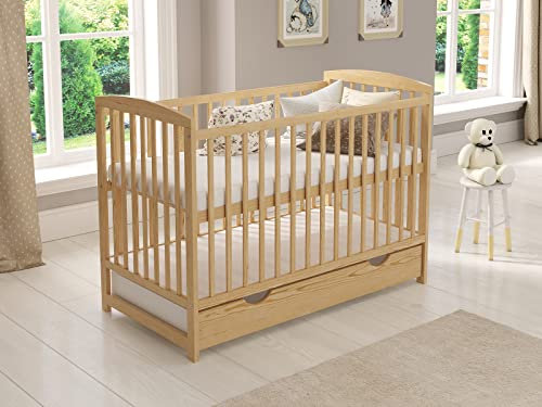 Love For Sleep Babybett Beistellbett 120x60cm mit Schaumstoffmatratze Kiefer Jacob Kinderbett Baby Bett Holz - Kinderbett Babybett, Mitwachsend Gitterbett Baby Bed
