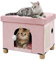 BRIAN & DANY Lit pour Chat Pliable, Niche Chat avec Planche à Grattoir et Balle, Rose