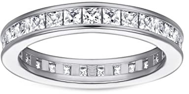 Lieson Eheringe Silber Damen 925, Frauen Ringe Mit Stein Elegant Rundherum Prinzessschliff Zirkonia Ringe Verlobung Silber Größe 57 (18.1)
