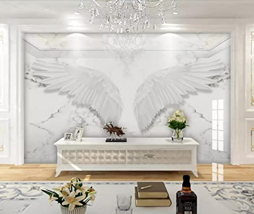 Fototapete 3D Weiße Engelsflügel 350 cm B x256 cm H Vlies Tapeten Wandtapete XXL Moderne Wanddeko Wohnzimmer Schlafzimmer Büro Flur