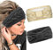 2 Stück Winter Stirnband Damen Strick Ohrenwärmer Haarband Haarreifen Mädchen Geknotet Gestrickt Stirnbänder Verdicken Frauen Haarbänder Häkelarbeit Elastische Plüsch Skifahren (Dunkelgrau + Beige)