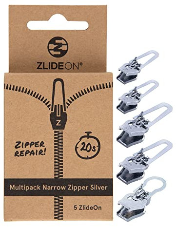 ZlideOn Reißverschluss Zipper Ersatz Reparatur Set – Silber Reißverschluss Reparieren Universal Multipack (3 pack) - Reissverschluss-Reparatursetuniversell einsetzbar