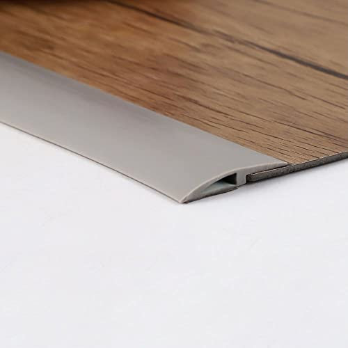 2M PVC Türschwellen Leiste Selbstklebend 5-10mm(H), Übergangsprofil, Boden-Leiste, Übergangsleiste Boden Schwellenleiste und Kanten,Abdeckleiste für Laminate Schwellen,Grau(Beidseitig klebend)