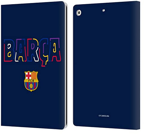 Head Case Designs Licenciado Oficialmente FC Barcelona Neón Barca Gráficos Carcasa de Cuero Tipo Libro Compatible con Apple iPad 10.2 2019/2020/2021