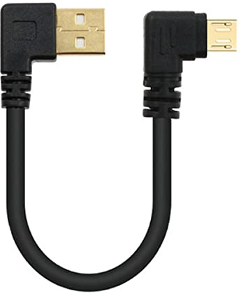 YSJJZRL Câble Micro USB à Double Angle Droit, câble de synchronisation et de Charge de données Micro USB plaqué Or (0.15M,De Droite à Gauche)
