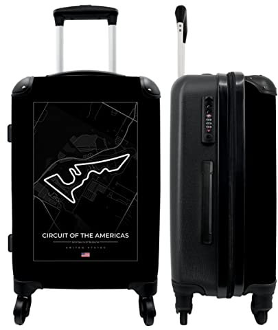 NoBoringSuitcases.com® Koffer groß Trolley Rollkoffer Reisekoffer mit 4 Rollen Fotokoffer - Rennstrecke - F1 - Circuit - Sport - Schwarz und weiß - 67x43x25cm - 90 Liter