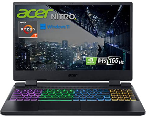 Acer Nitro 5 Gaming Laptop | AMD Ryzen 7 6800H | GeForce RTX 3070 Ti GPU |15.6 QHD 165Hz IPS Display | 32 GB DDR5 RAM | 1 TB PCIe SSD | Killer Wi-Fi 6 | 4-Zone RGB Backlit Keyboard