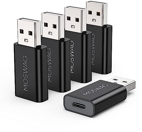 MOSWAG USB C Female to USB Male Adapter, USB C to USB Adapter compatible with Apple MagSafe Charger, Watch Series Ultra/8/7/se, iMac, MacBook Pro, MacBook, Laptops, PC, Computer and more.