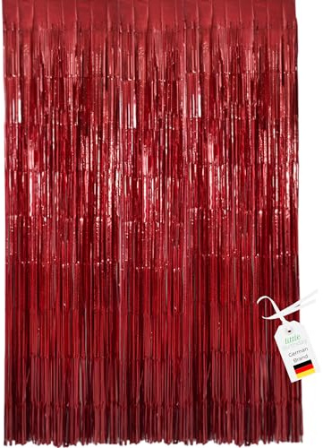 little Birthday | Lametta Vorhäng Glitzer | rot Party Vorhang | Foto Fotowand Hintergrund | Folien Fransen Deko | Geburtstag | Partydeko | Silvester | Verlobung | Muttertag | Disco | 1x2m